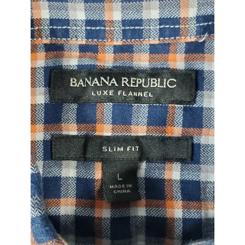 Banana Republic‎ Luxe Flannel Slim Fit Plaid Button Down Shirt Men's Large